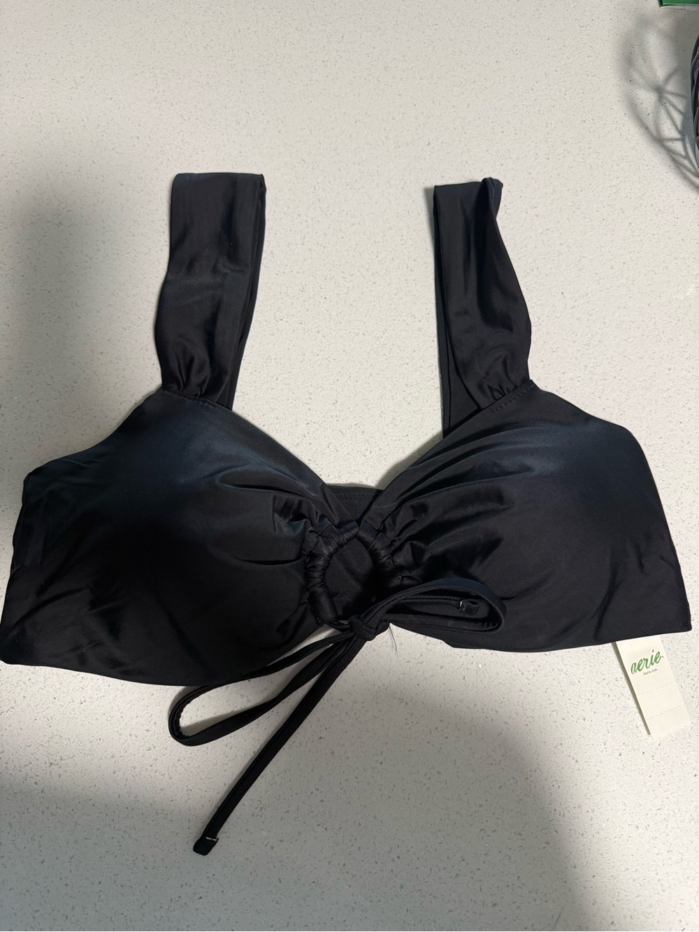 Aerie Black Cinch Front Bikini Top